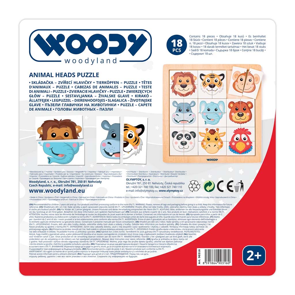 Montessori Safari drevené puzzle so zvieracími hlavami - Woodyland kép 2