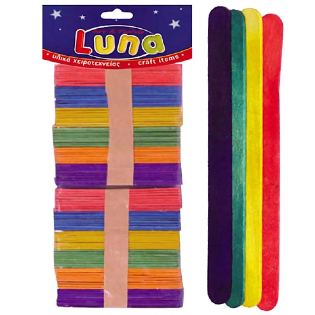 Farebné drevené paličky 114mm 100ks