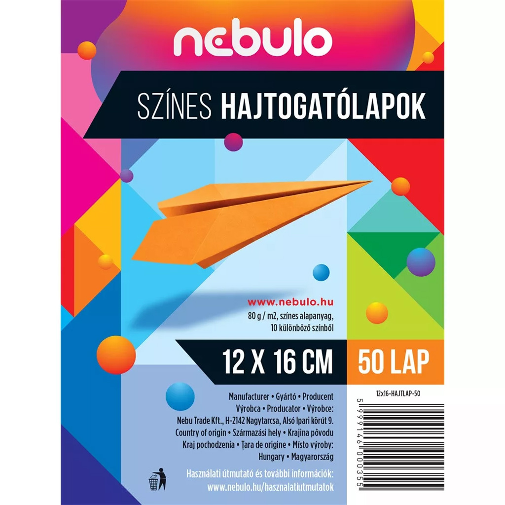 Nebulo: Színes hajtogatólap 50 lapos 12x16cm 80g kép 1