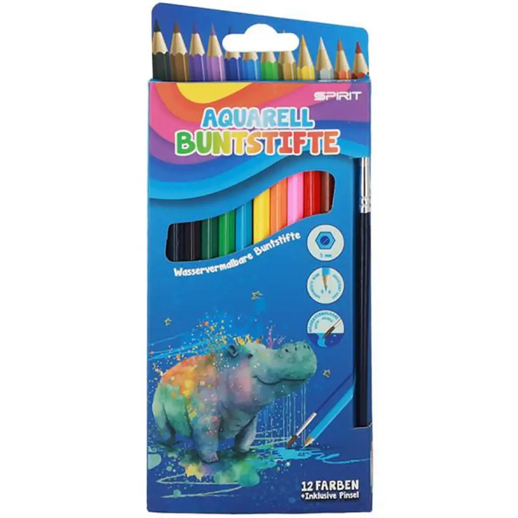 Spirit: 12db-os Aquarell háromszögletű színes ceruza szett ecsettel kép 1