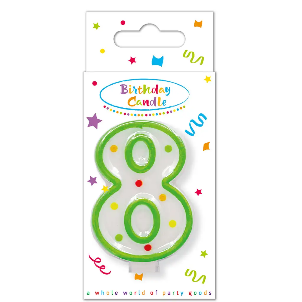 Narodeninová bodkovaná sviečka číslo 8