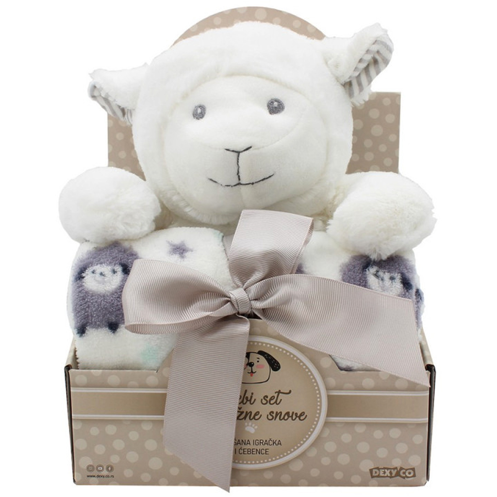 SweetDreams: Prikrývka a plyšová ovečka v bielej farbe