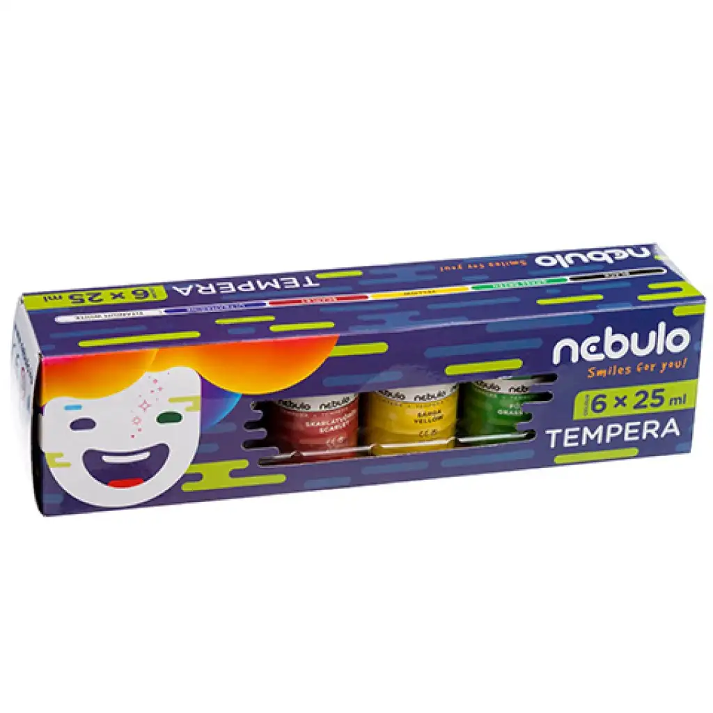 Nebulo: Színes tempera készlet 25ml-es tégelyben 6db-os szett kép 1