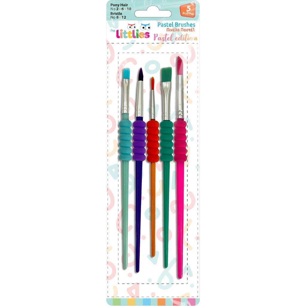 The Littlies: Pastelové plastové štetce, sada 5 kusov