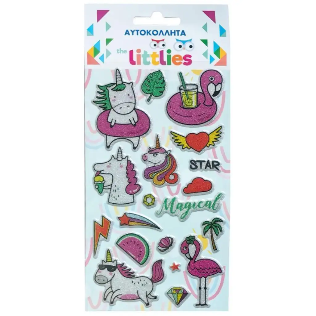 The Littlies: Csodálatos Unikornisok 3D pufi matrica szett 10x22cm-es íven kép 1