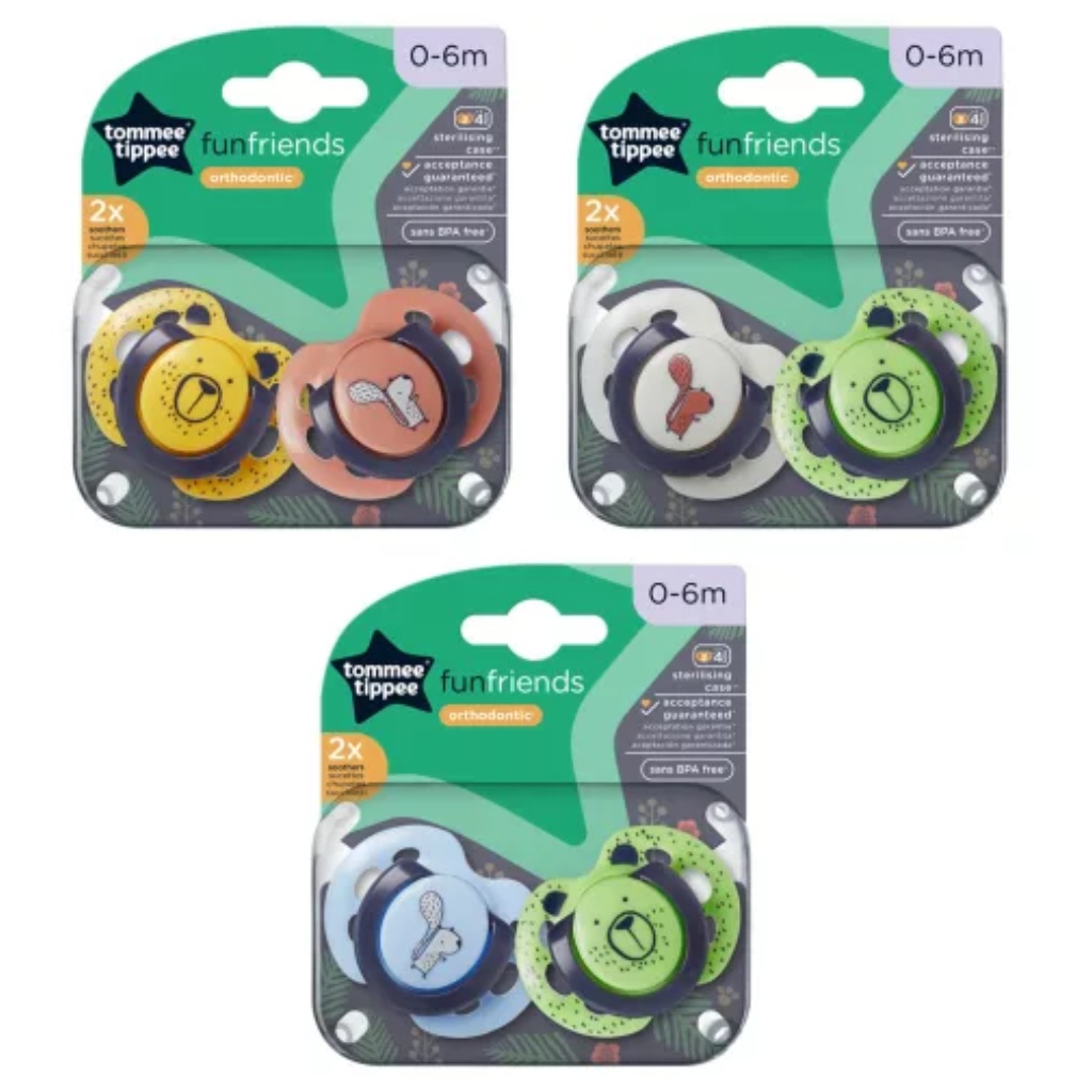 Tommee Tippee: FunFriends 2-dielna ortodontická súprava cumlíkov v rôznych prevedeniach (0–6 mesiacov) kép 2