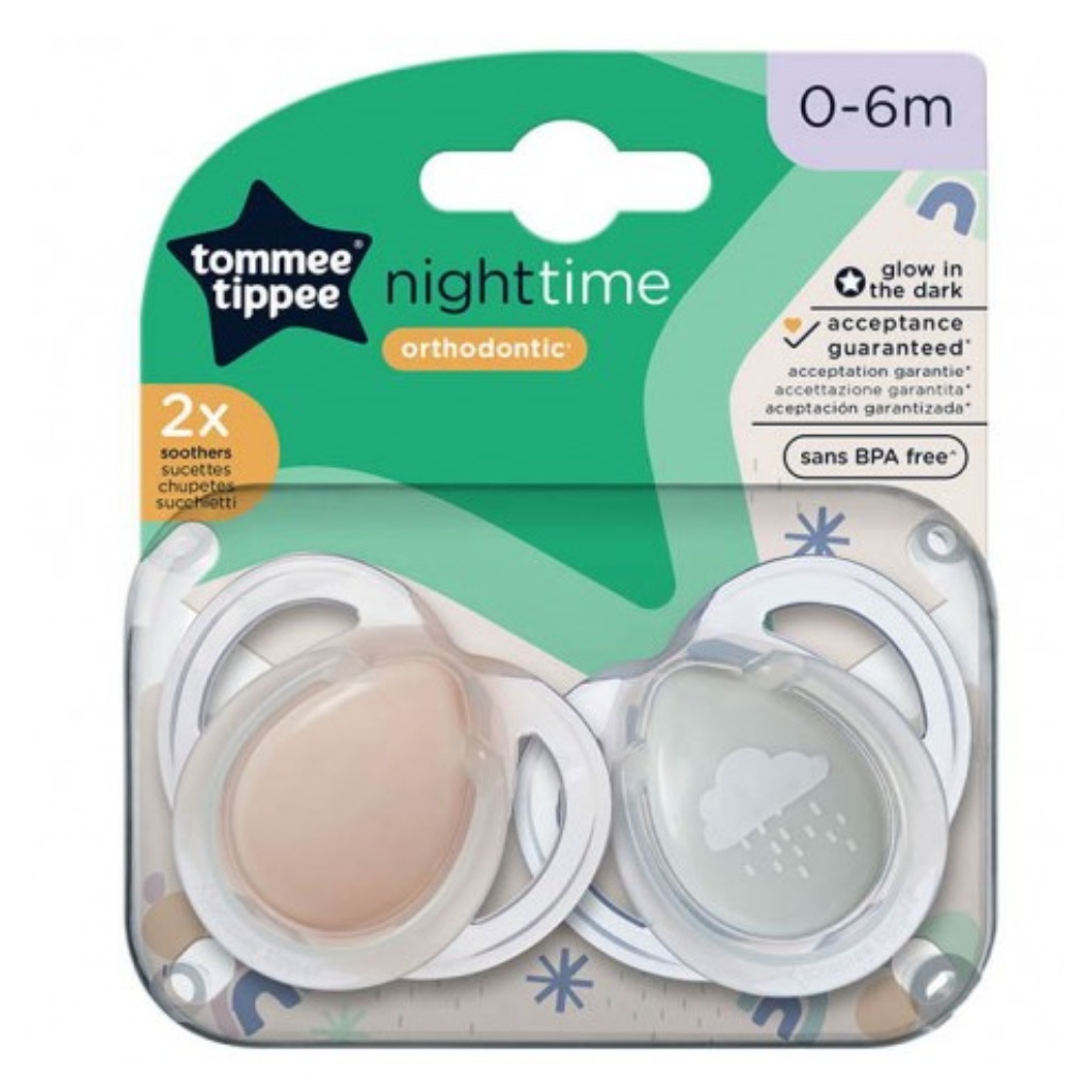 Tommee Tippee: Night Time 2 db-os fluoreszkáló ortodontikus cumi szett több változatban (0-6 hó) kép 1
