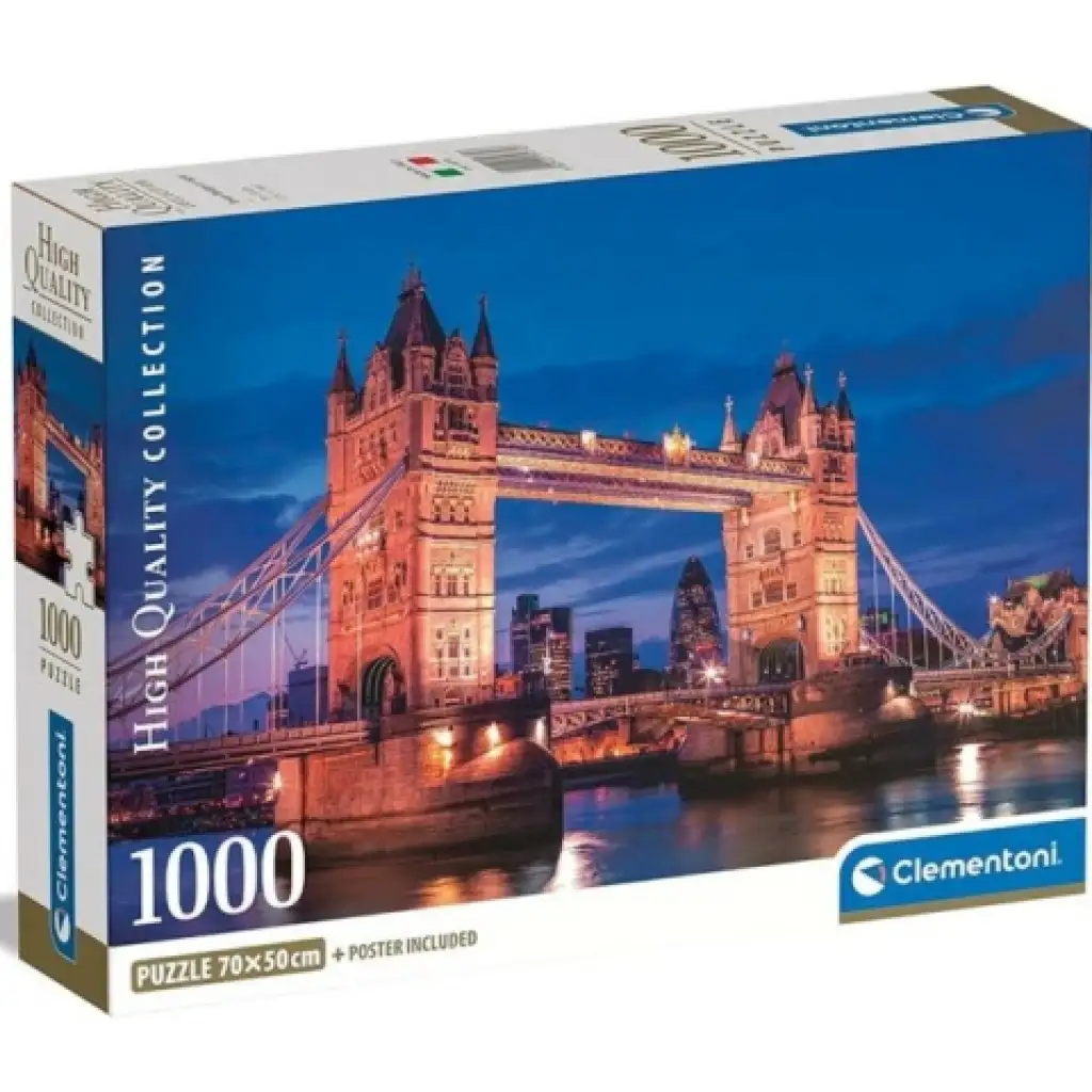 Tower Bridge v noci HQC 1000ks puzzle s plagátom - Clementoni