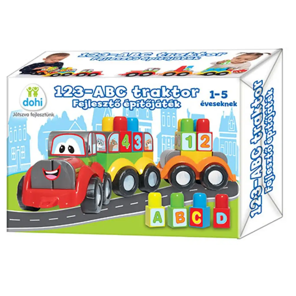 Traktor s číslami a písmenami - hračka na rozvoj zručností
