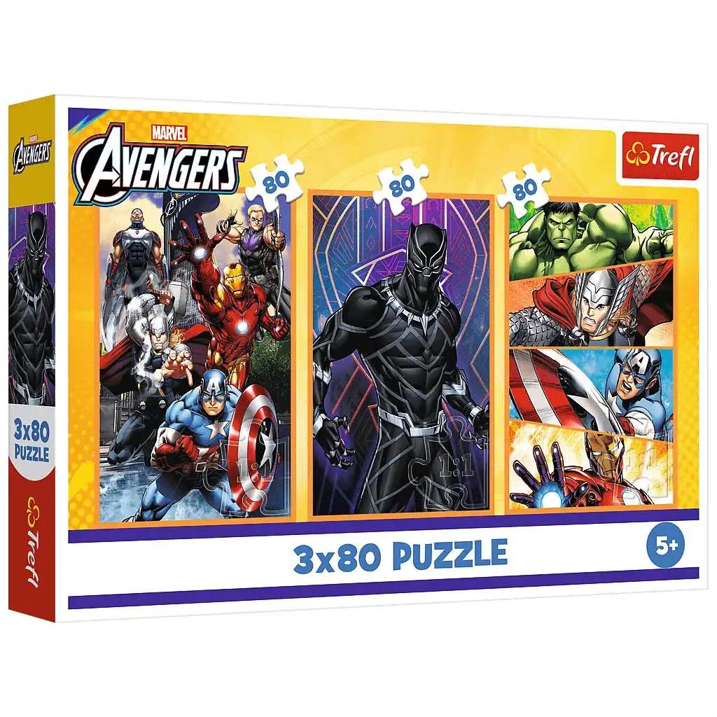Puzzle Avengers plný akcie 3x80 ks - Trefl