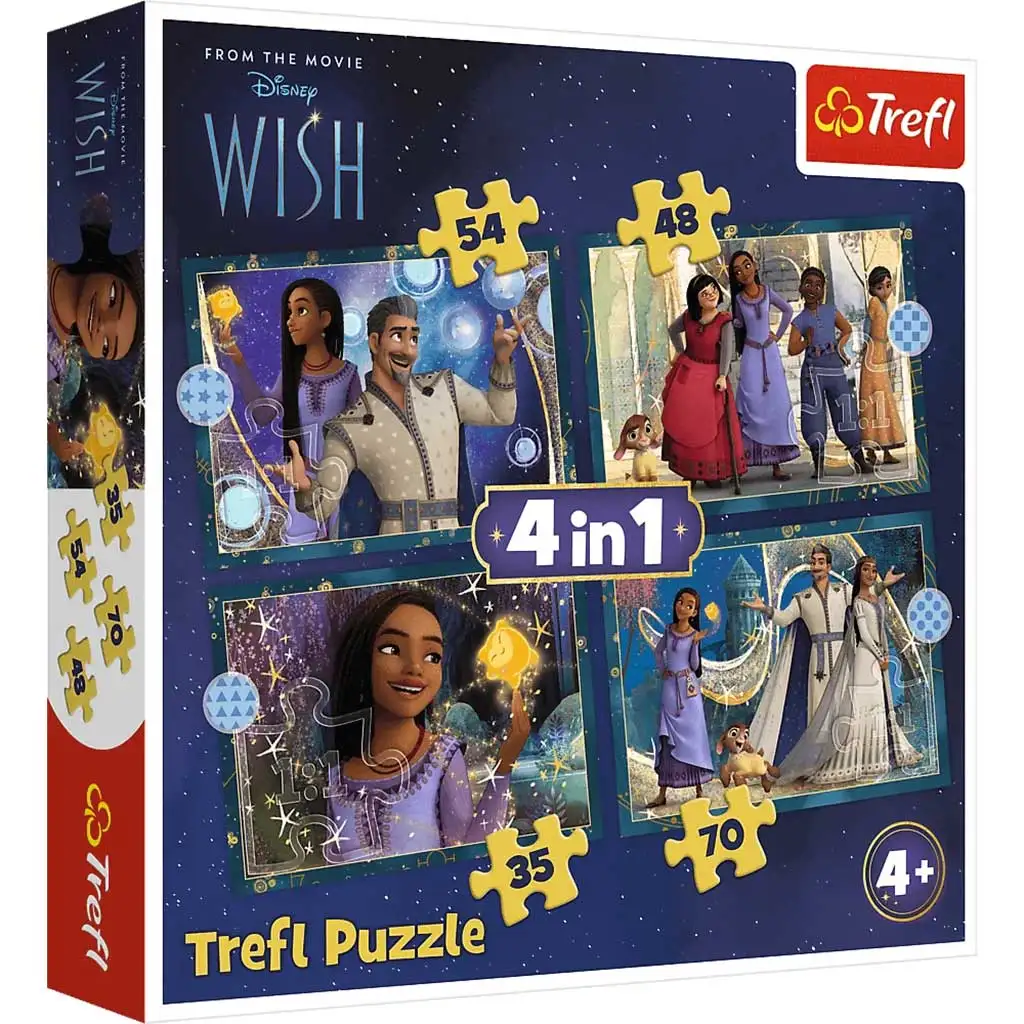 Disney+Wish: Želanie 4 v 1 puzzle - Trefl