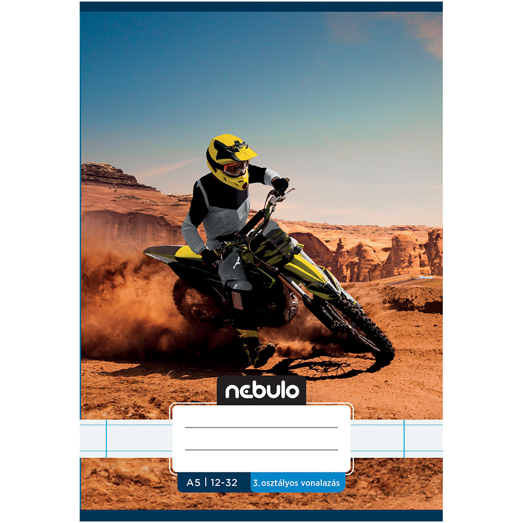 Nebulo: Zošita s motívom cross motocyklistu v púšti pre 3. ročník, linajkový, formát A5, 12-32