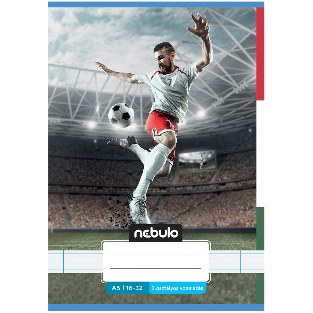 Nebulo: Zošit s futbalovým motívom, linajkovaný, pre 2. ročník, 16-32 strán, A5, zošitovaný