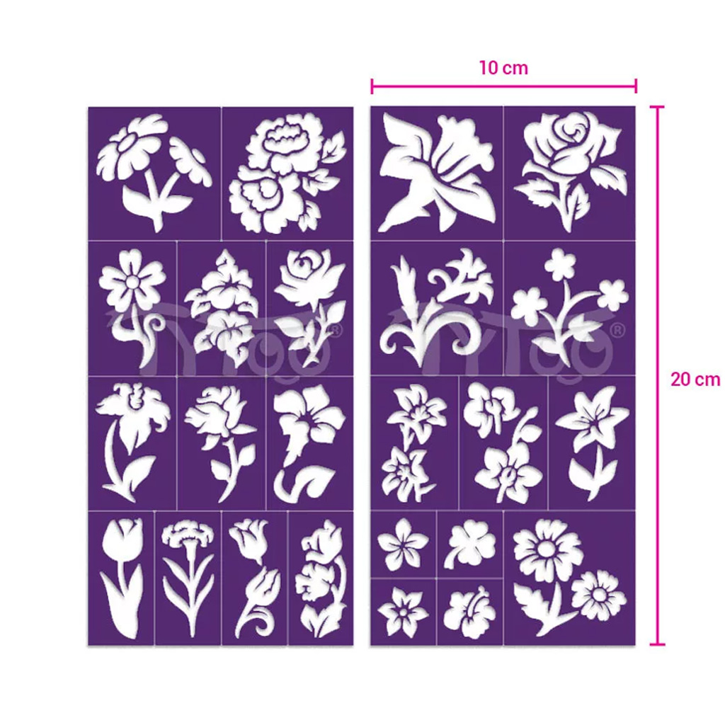 TyToo: Sada šablón na trblietavé tetovanie – Kvety, 24 ks kép 3