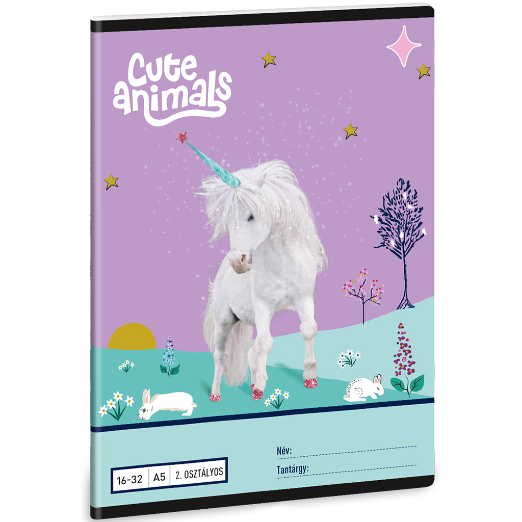 Ars Una: Cute Animals - Unikornis mintás 2. osztályos vonalas füzet A/5 16-32 kép 1