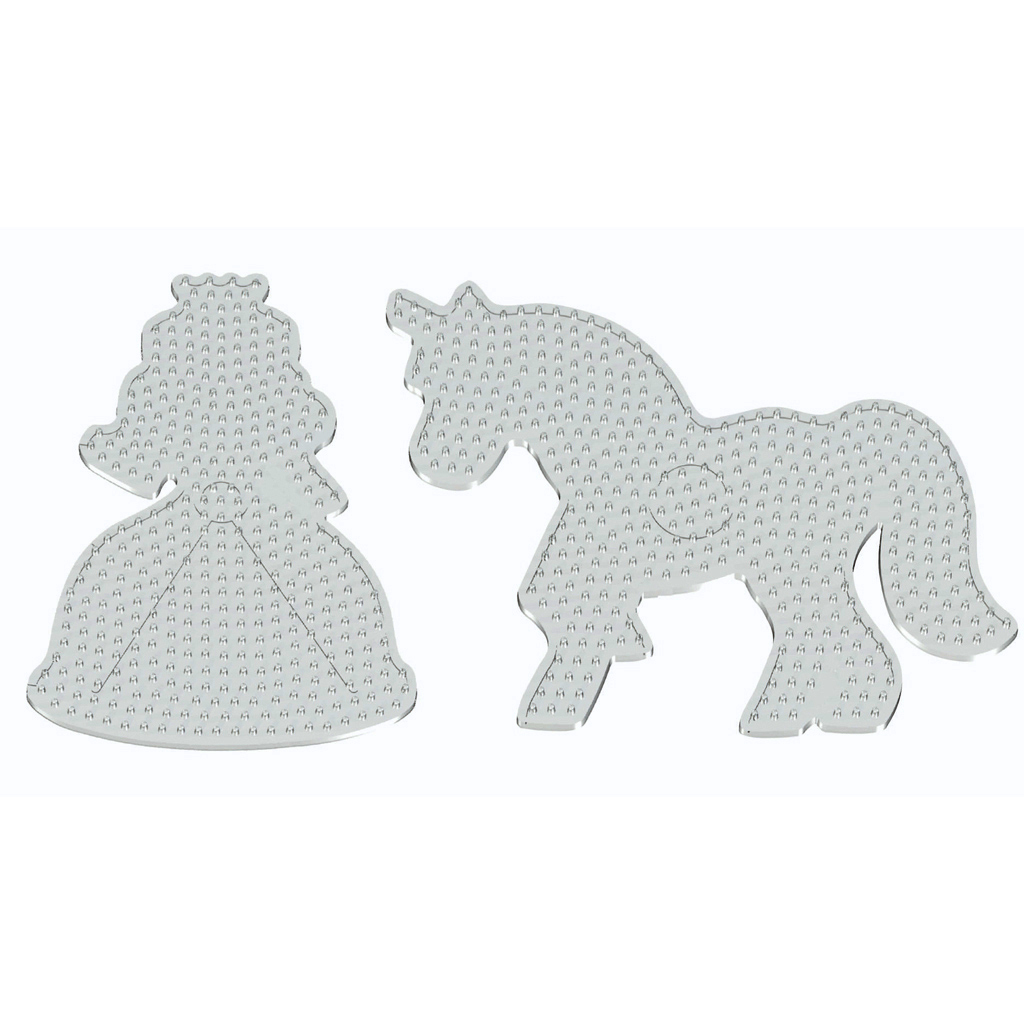 PlayBox: 9 mm zažehľovacie korálky základňa s tvarom jednorožca a princeznej, 2 ks