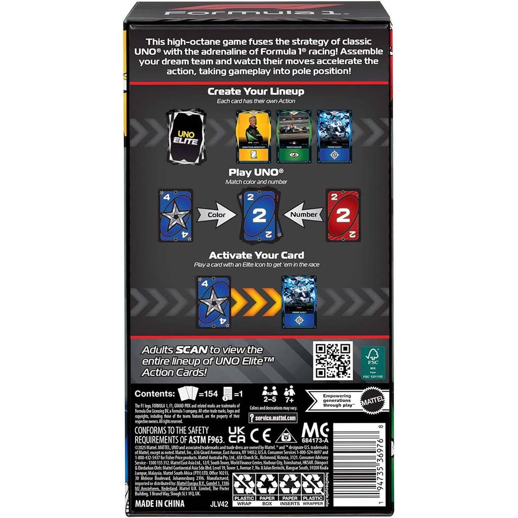 UNO Elite F1 kartová hra - Mattel kép 5