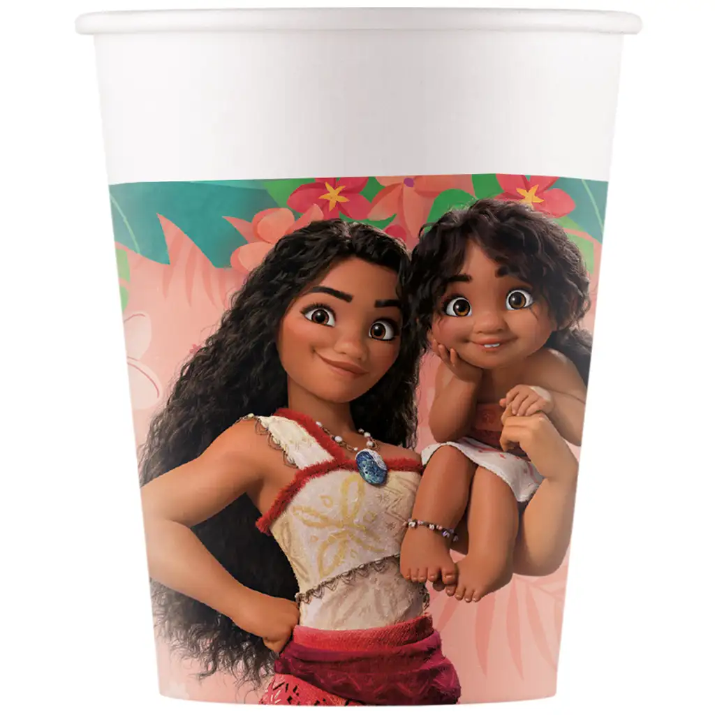 Disney+Princezné Vaiana 2 papierové poháre 8ks set 200ml