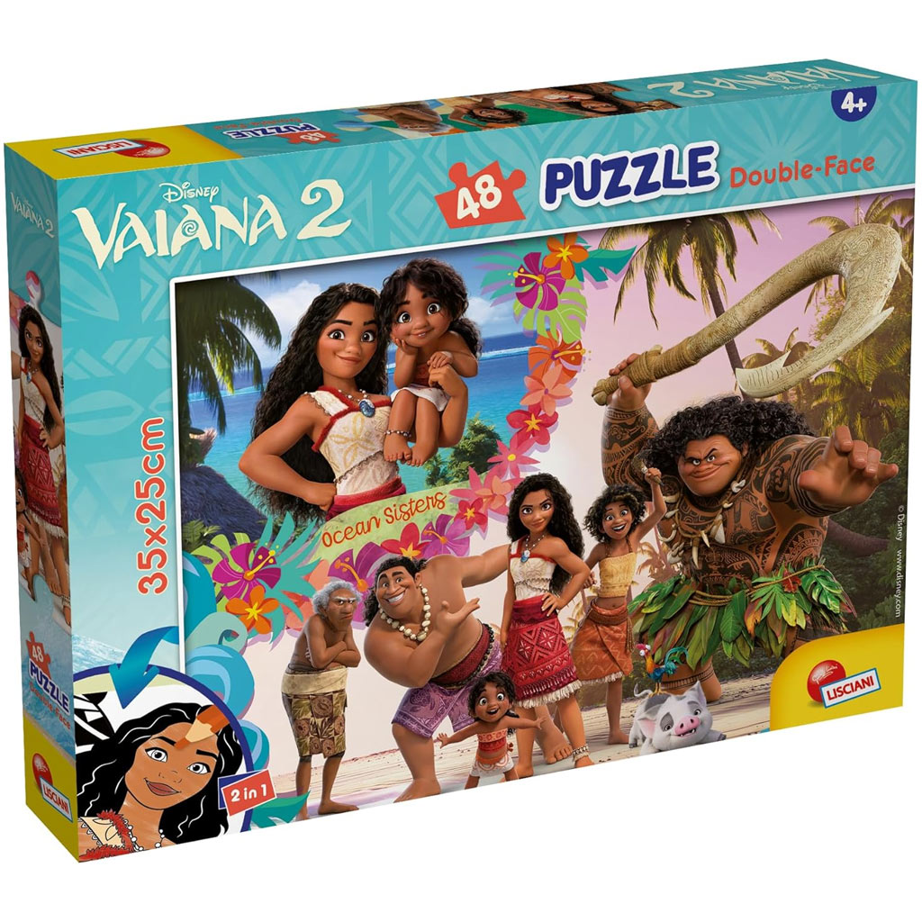 Vaiana 2 v 1, 48-dielne puzzle a omaľovánka, 35x25 cm - Lisciani