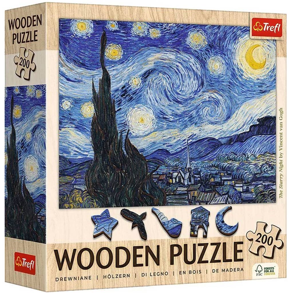 Van Gogh: Hviezdna noc 200-dielne drevené puzzle - Trefl