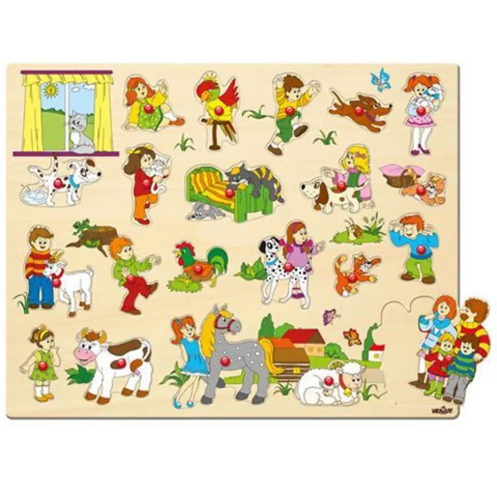 Veľké drevené puzzle s rukoväťou - Woodyland