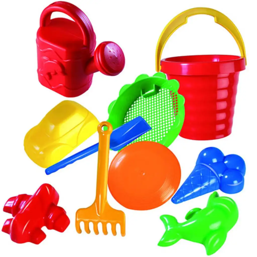 Veľký set do piesku s vlnovkovitým vedierkom 10 ks - D-Toys