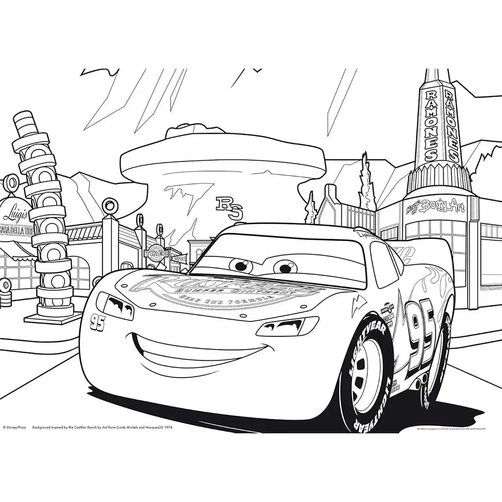 Autá 2 v 1 maxi 35-dielne puzzle a omaľovánka 70x50 cm - Lisciani kép 2