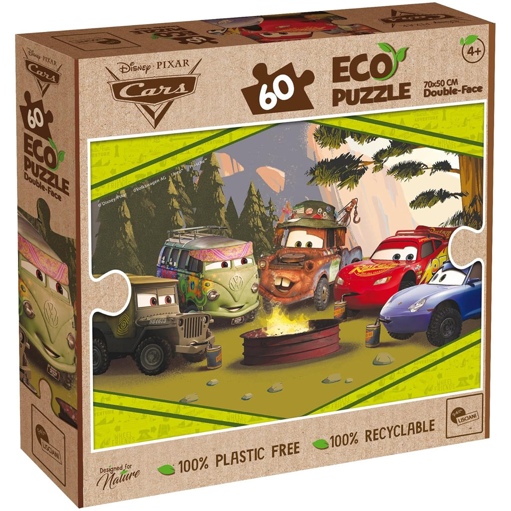 Autá 2 v 1 60-dielikové Eco puzzle a omaľovánka 70x50 cm - Lisciani