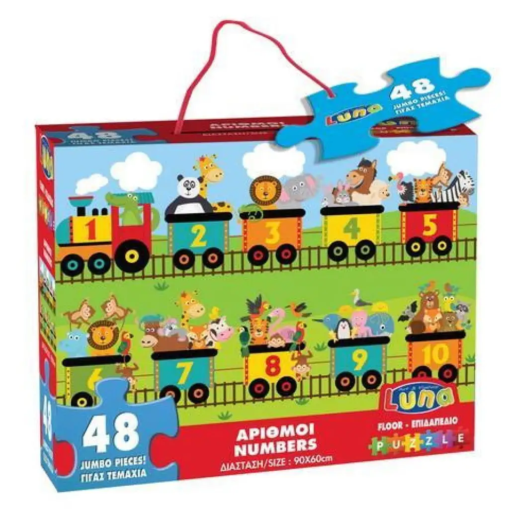 Veselé čísla 48 dielny puzzle koberec 90x60cm