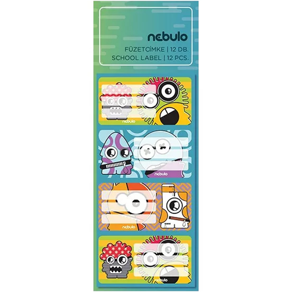 Nebulo: Vtipné monštrá nálepky na zošity, sada 12 ks