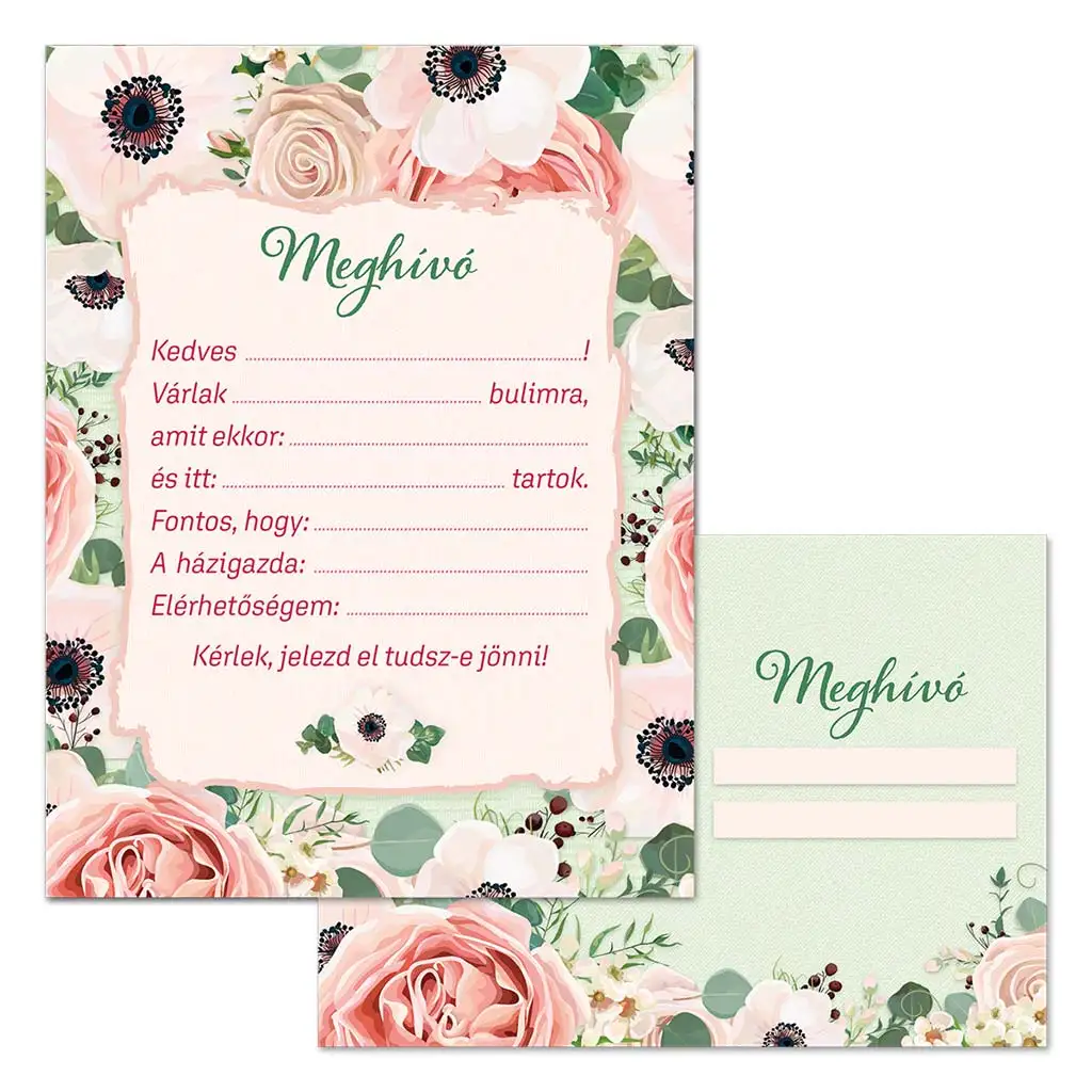 Ars Una: Pozvánka na párty s ružovým vzorom s obálkou, balenie 10 ks