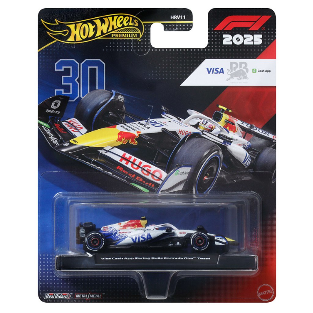 Hot Wheels Premium: Visa Cash App Racing Bulls Formula 1 tím č. 30 autíčko 1/64 - Mattel