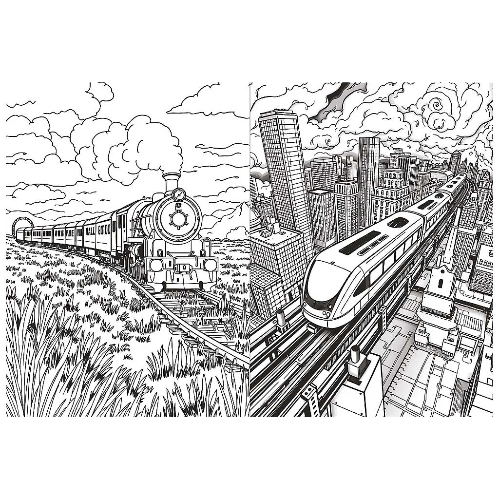 Vláčiky a lietadlá omaľovánka - Trefl kép 2