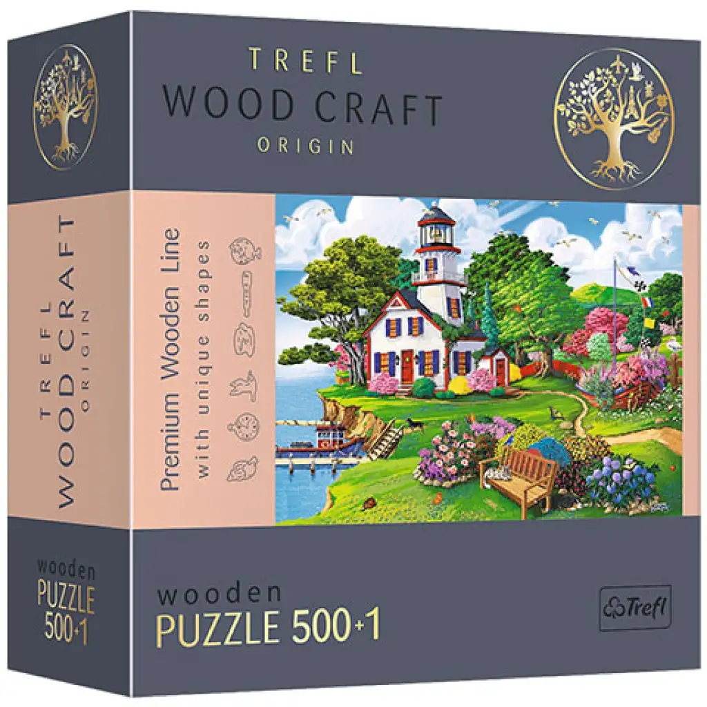 Wood Craft: Letný prístav, 500+1-dielne drevené puzzle - Trefl