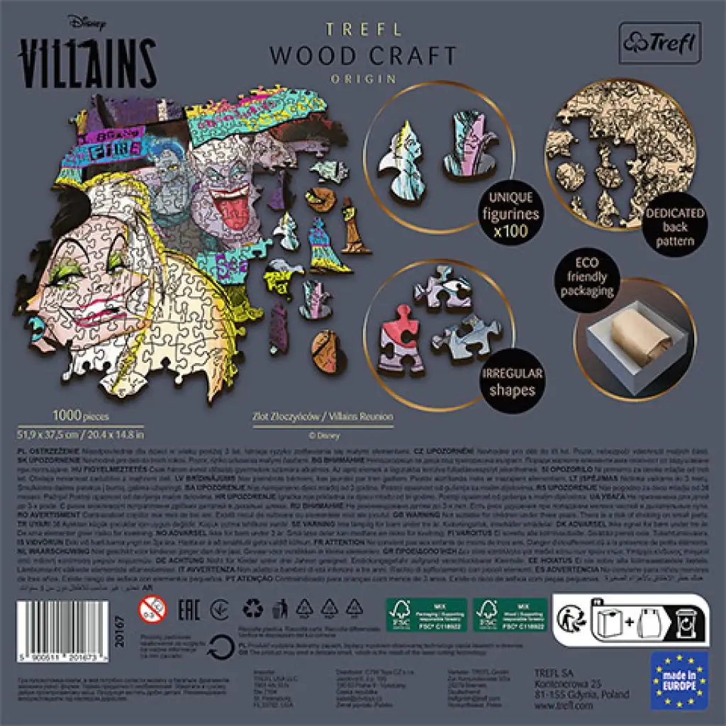 Wood Craft: Disney Főgonoszok 1000 db-os puzzle - Trefl kép 3