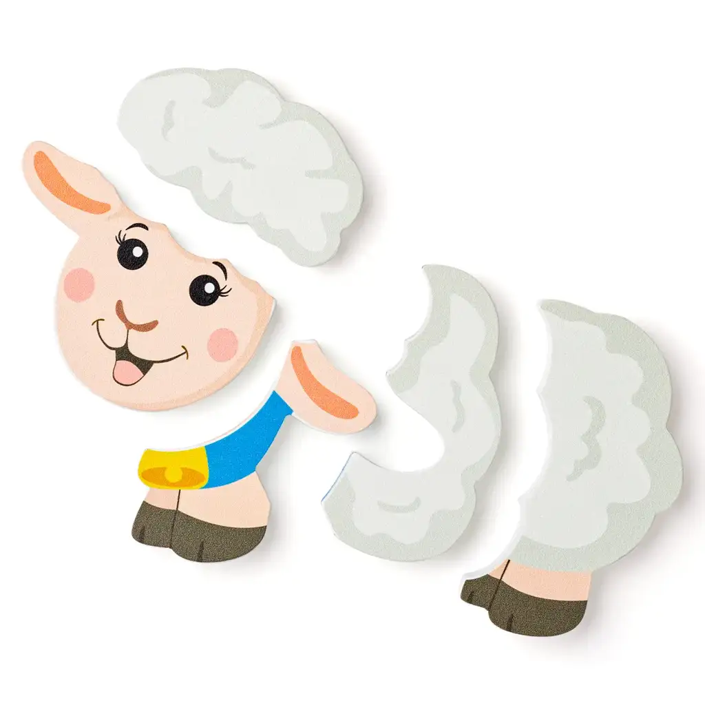 Drevené puzzle s 5 kusmi s motívom ovečky - Woodyland kép 2