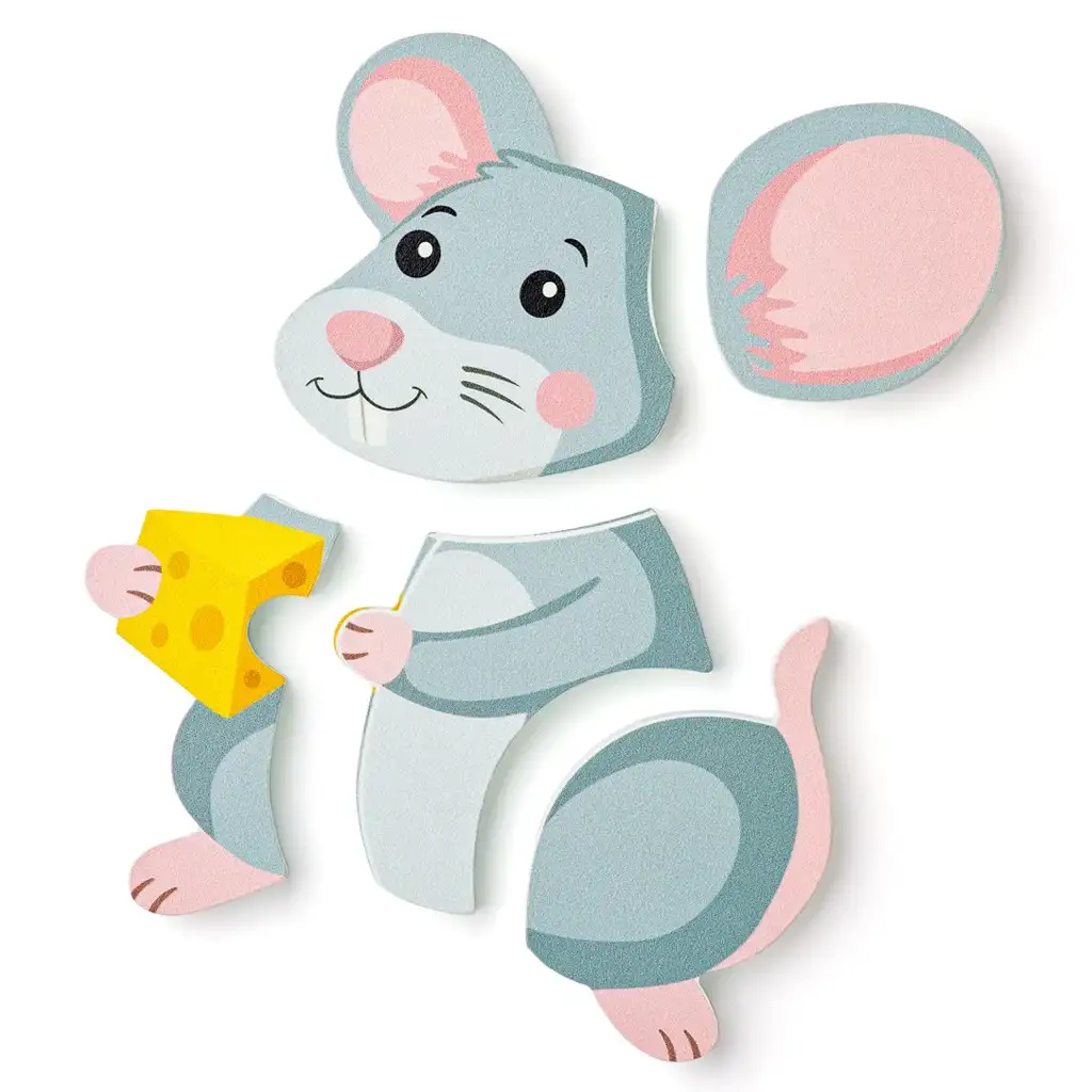 Drevené puzzle s 5 myškami pre bábätká - Woodyland kép 2