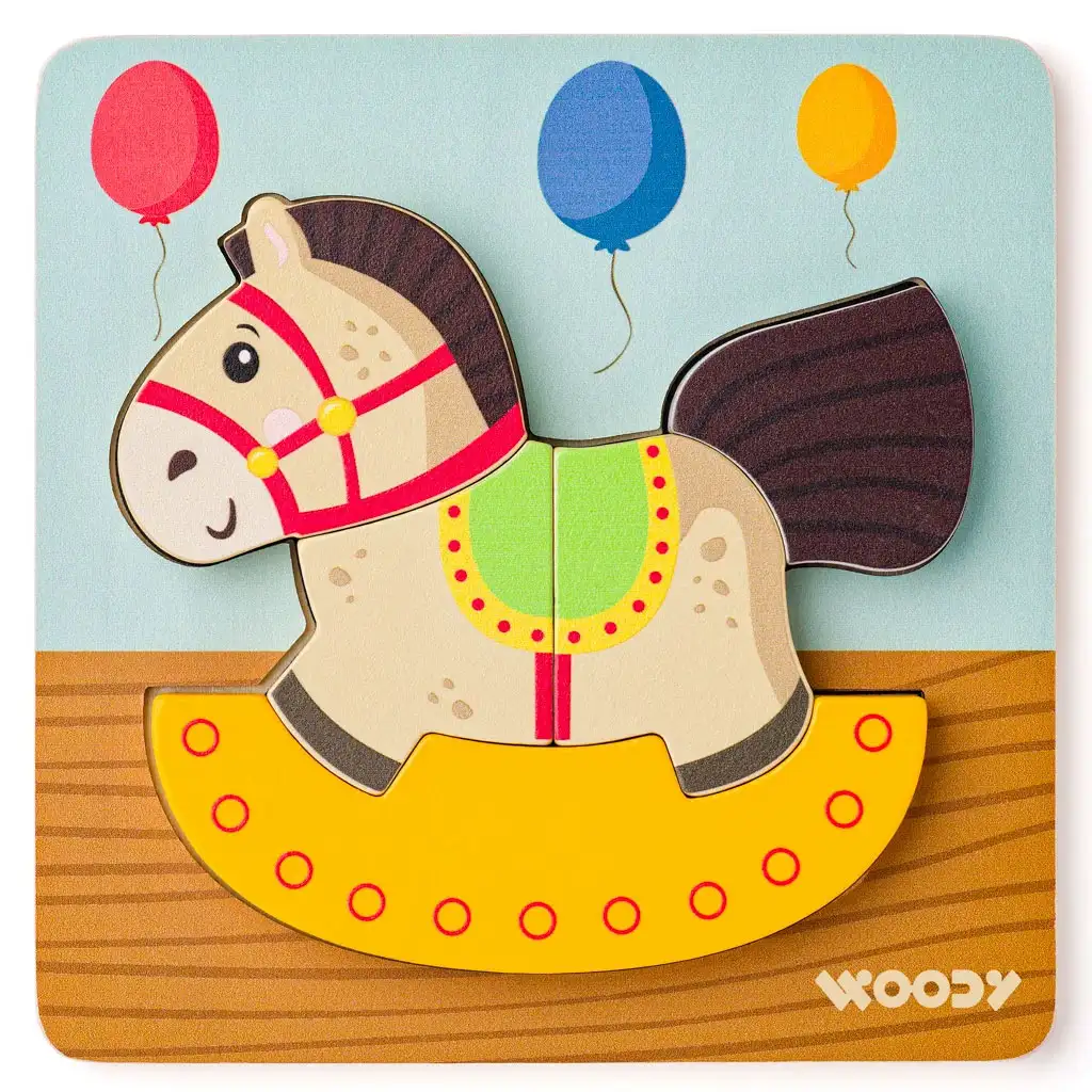 Drevený hojdací kôň 5-dielna detská skladačka - Woodyland