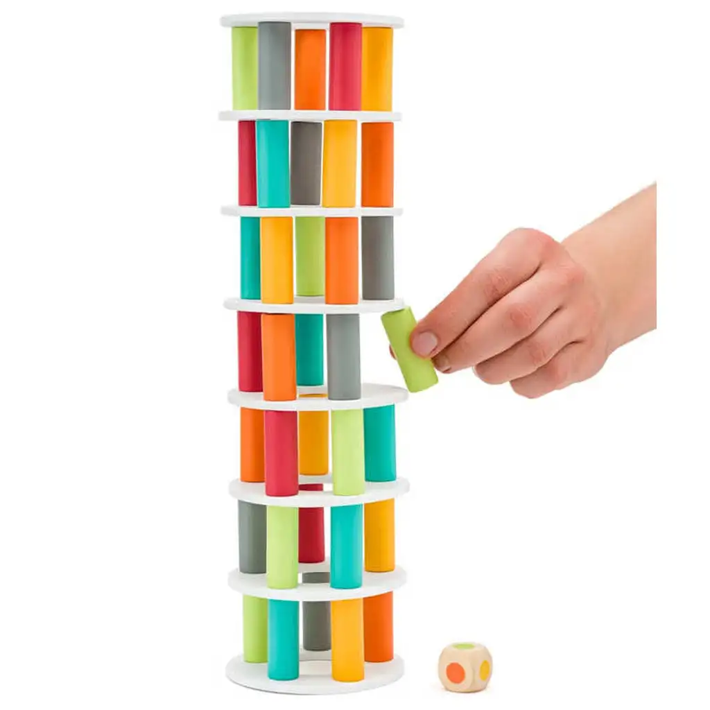 Pisai ferdetorony zručnostná drevená hra na stavanie veže 45 kusový set - Woodyland kép 2