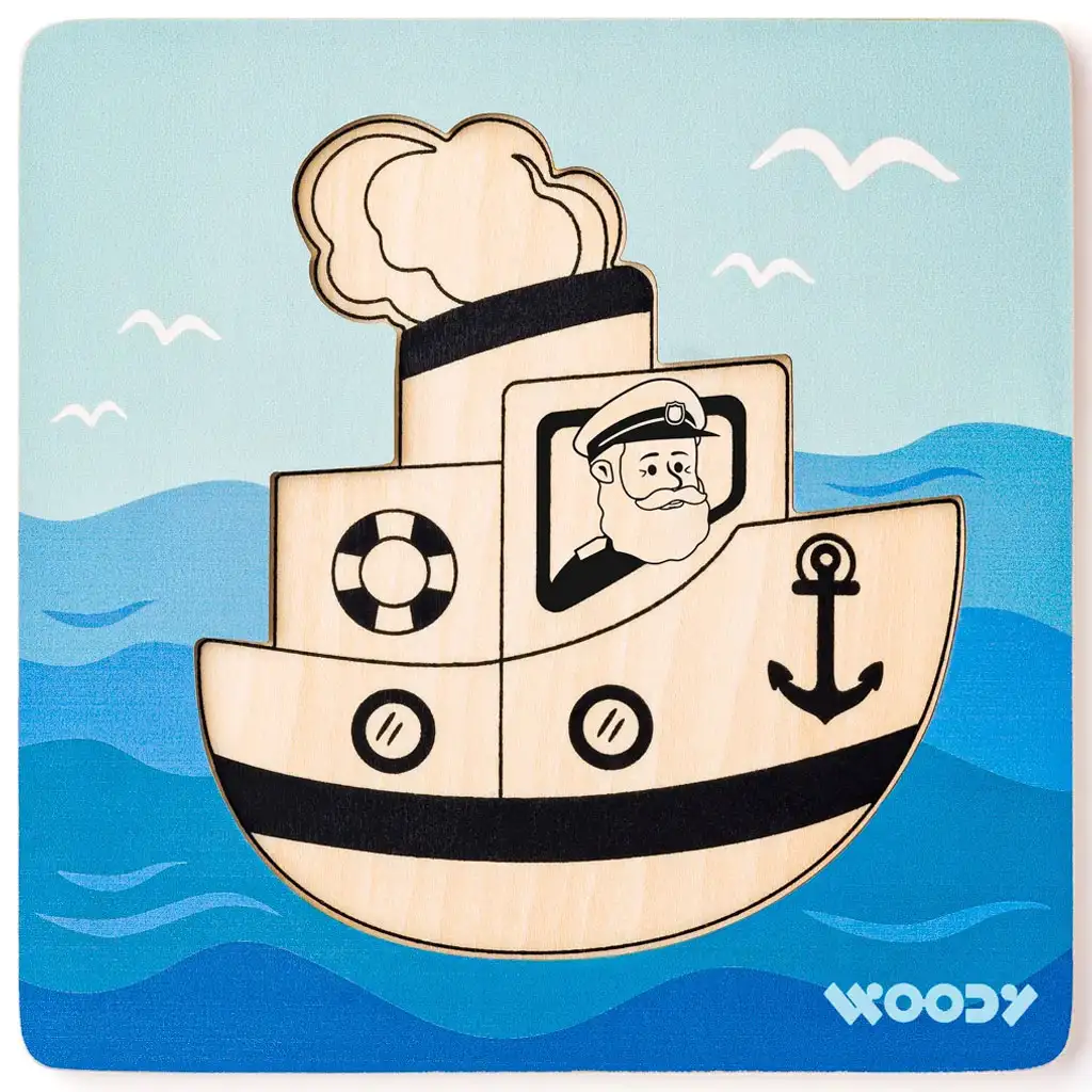 Fa hajós 5db-os baba puzzle - Woodyland kép 2