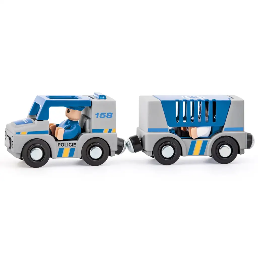 Magnetické policajné auto s prívesom - Woodyland