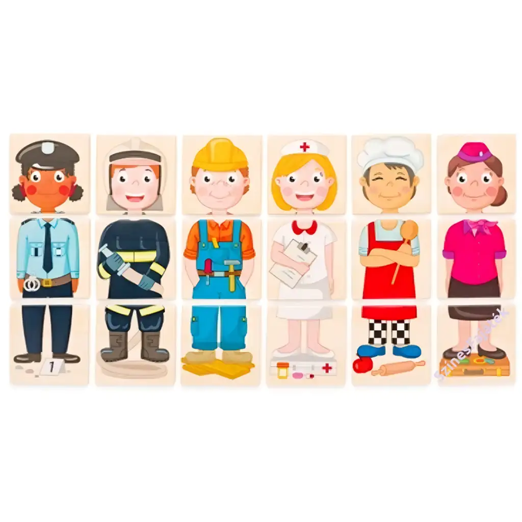 Povolania drevená kocková skladačka - Woodyland kép 2