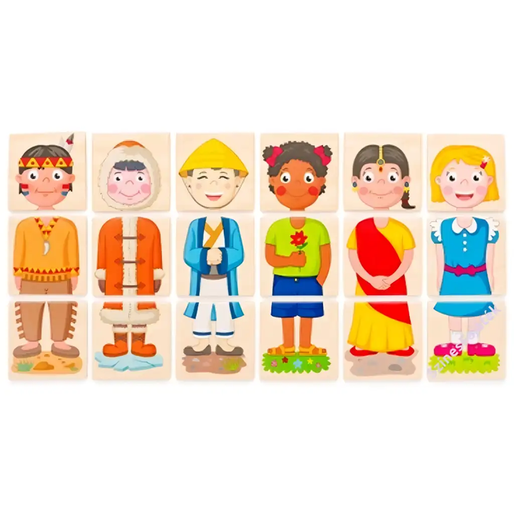 Povolania drevená kocková skladačka - Woodyland kép 3