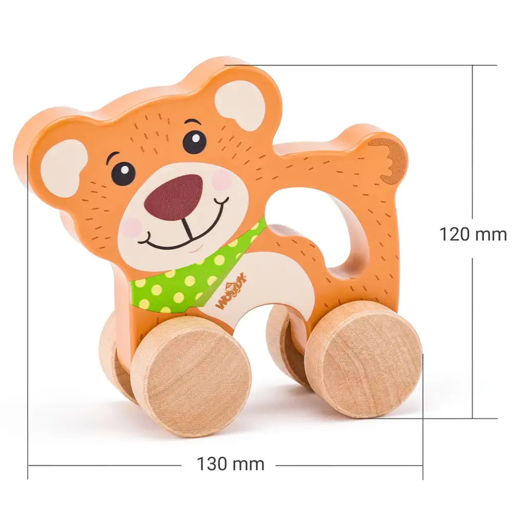 Drevený medvedík na tlačenie s rukoväťou - Woodyland kép 2