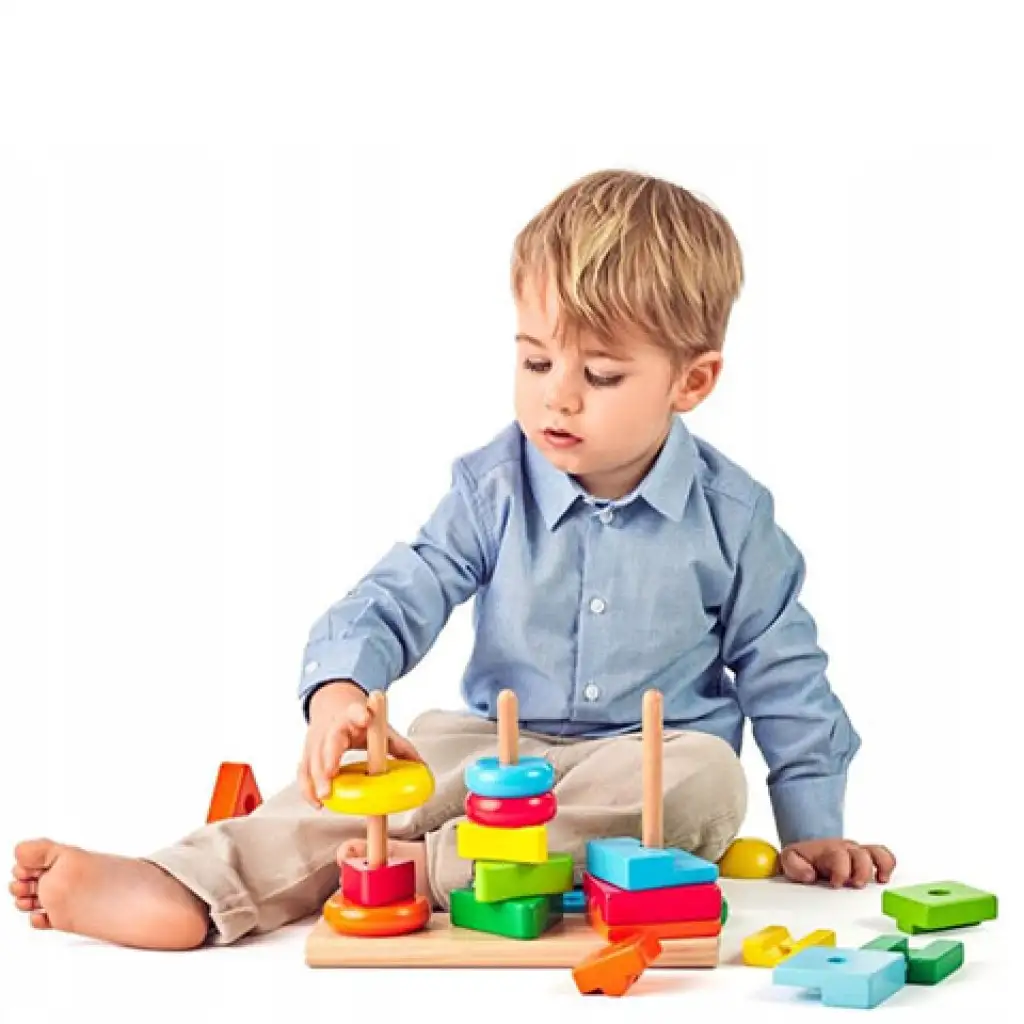 Montessori fa toronyépítő játékszett - Woodyland kép 2