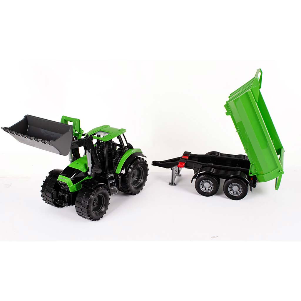 LENA: Traktor Worxx Deutz-Fahr Agrotron 7250 TTV s prívesom v krabici 74 cm kép 3