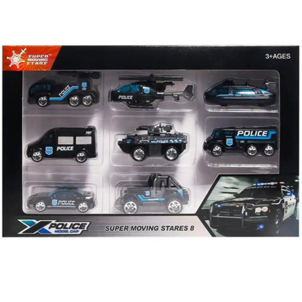 X-Police 8 dielny set policajných autíčok