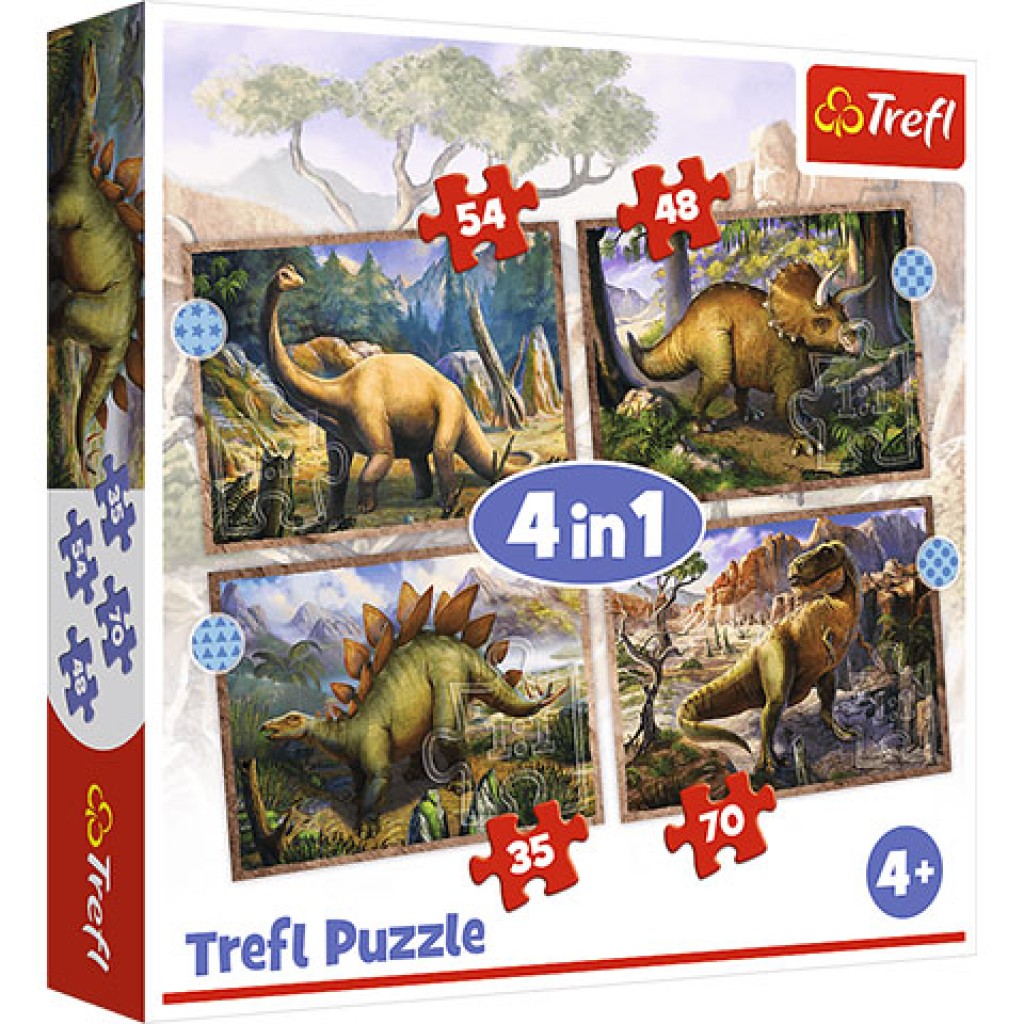 Zaujímavé dinosaruy 4v1 puzzle - Trefl