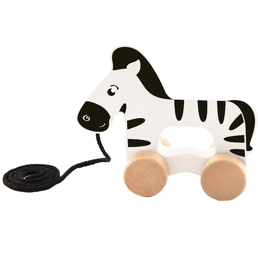 Rolujúca zebra – drevená ťahacia hračka – Trefl
