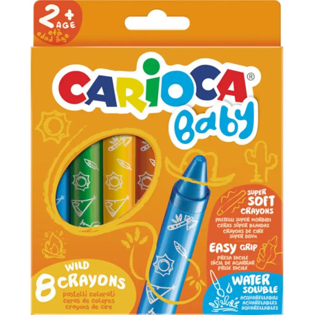 Zmývateľné extra mäkké Baby voskovky 8 ks set - Carioca